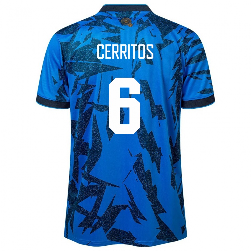 Męski Salwador Mauricio Cerritos #6 Niebieski Domowa Koszulka 24-26 Koszulki Klubowe