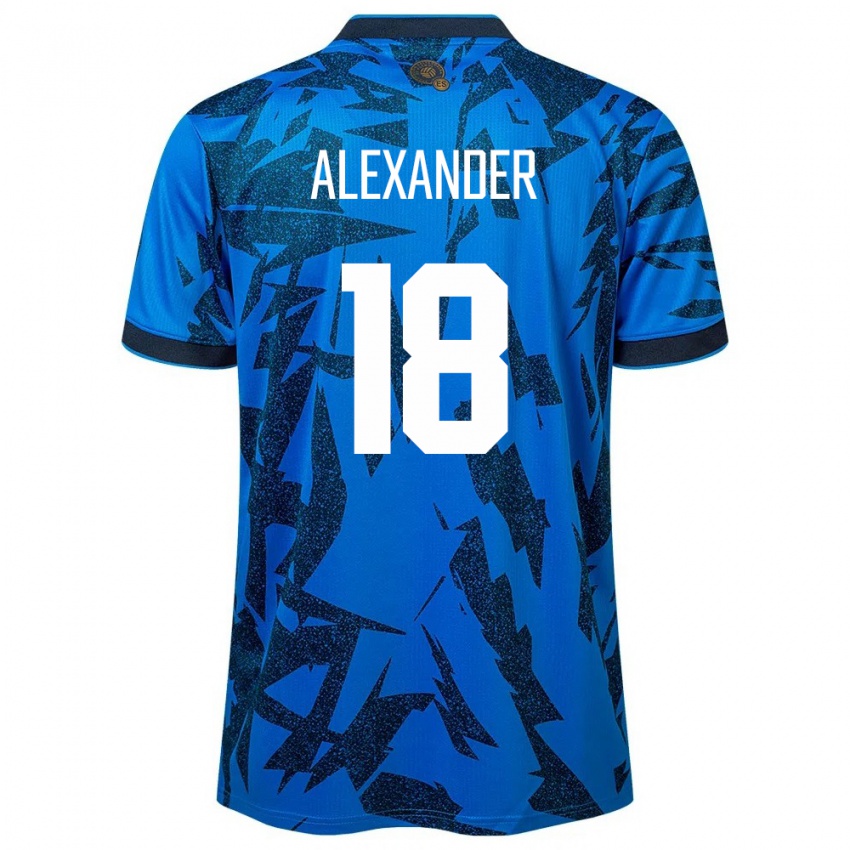 Męski Salwador Alexander Aguilar #18 Niebieski Domowa Koszulka 24-26 Koszulki Klubowe