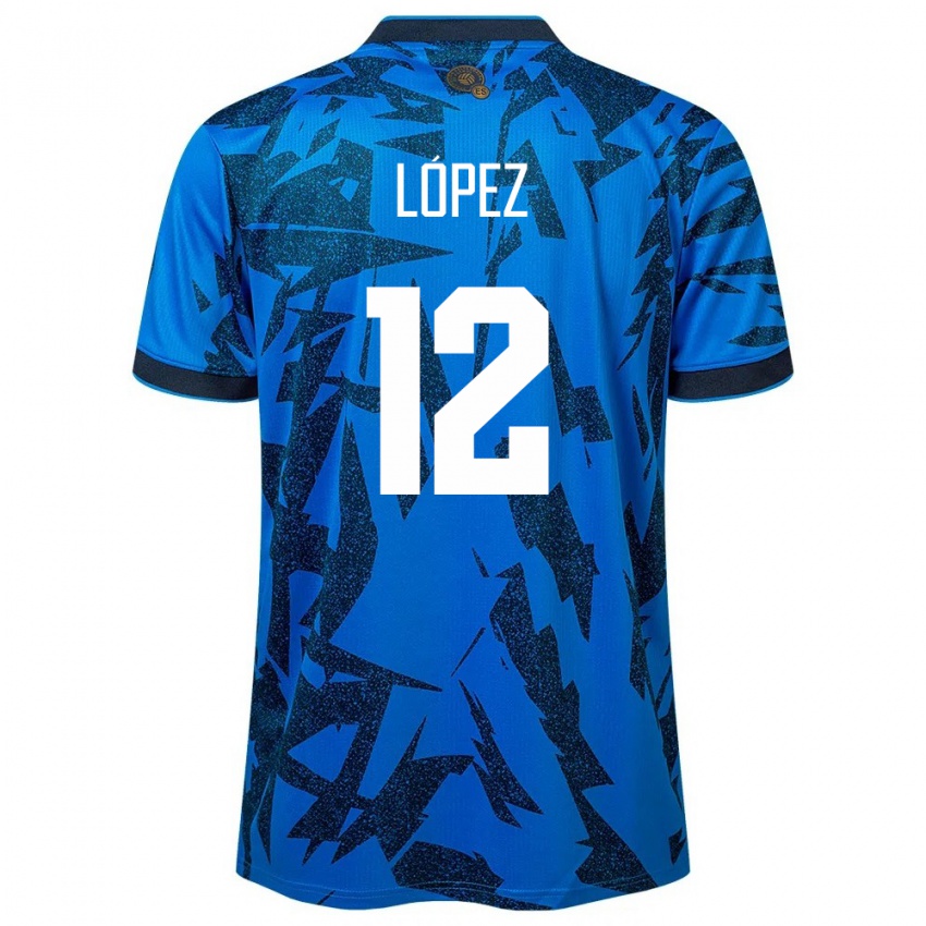 Męski Salwador Abigaíl López #12 Niebieski Domowa Koszulka 24-26 Koszulki Klubowe