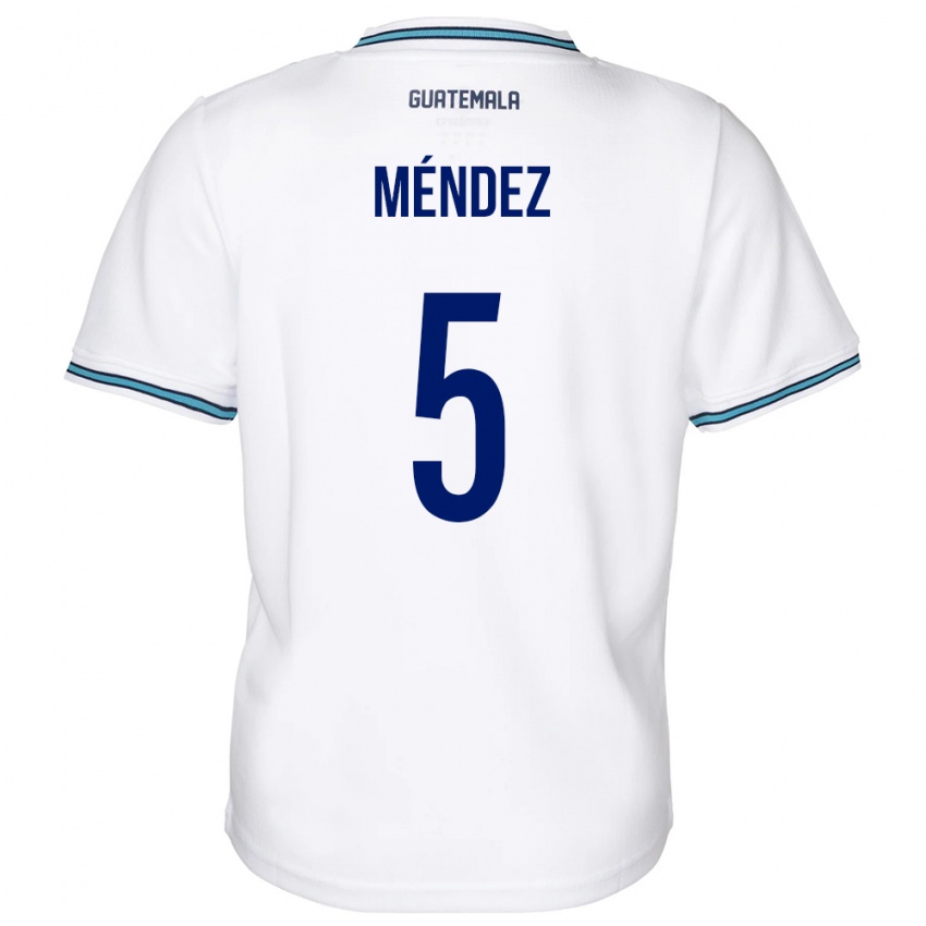 Męski Gwatemala Diego Méndez #5 Biały Domowa Koszulka 24-26 Koszulki Klubowe