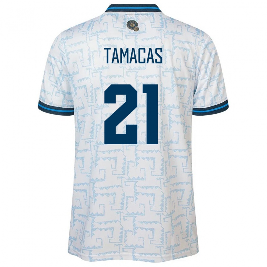 Męski Salwador Bryan Tamacas #21 Biały Wyjazdowa Koszulka 24-26 Koszulki Klubowe