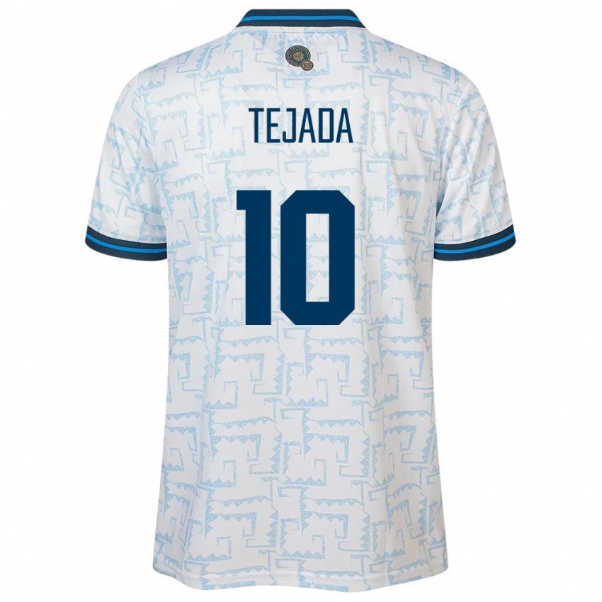 Męski Salwador Rafael Tejada #10 Biały Wyjazdowa Koszulka 24-26 Koszulki Klubowe