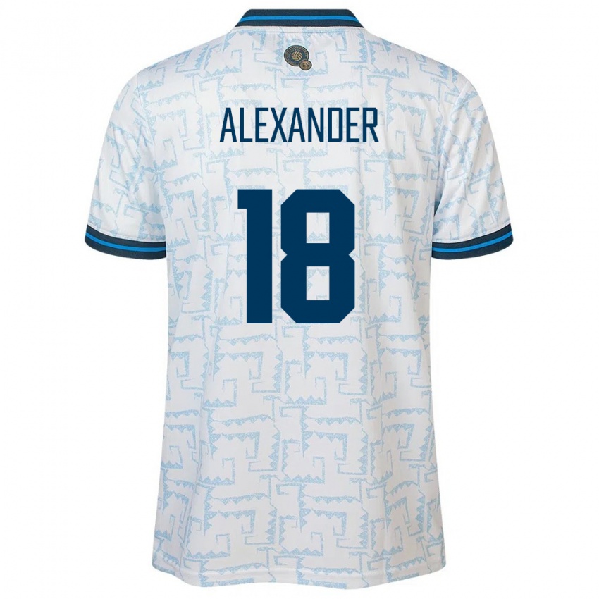 Męski Salwador Alexander Aguilar #18 Biały Wyjazdowa Koszulka 24-26 Koszulki Klubowe