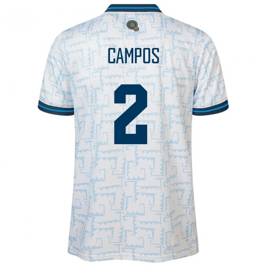 Męski Salwador Adonis Campos #2 Biały Wyjazdowa Koszulka 24-26 Koszulki Klubowe