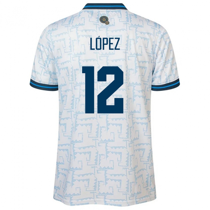 Męski Salwador Abigaíl López #12 Biały Wyjazdowa Koszulka 24-26 Koszulki Klubowe