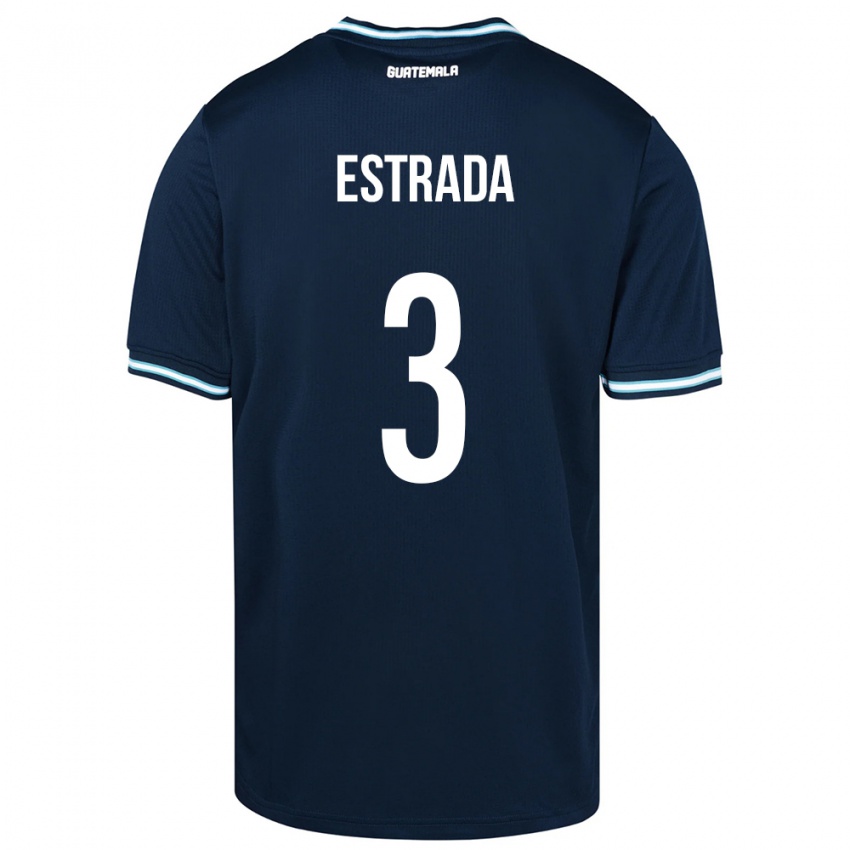 Męski Gwatemala Carlos Estrada #3 Niebieski Wyjazdowa Koszulka 24-26 Koszulki Klubowe