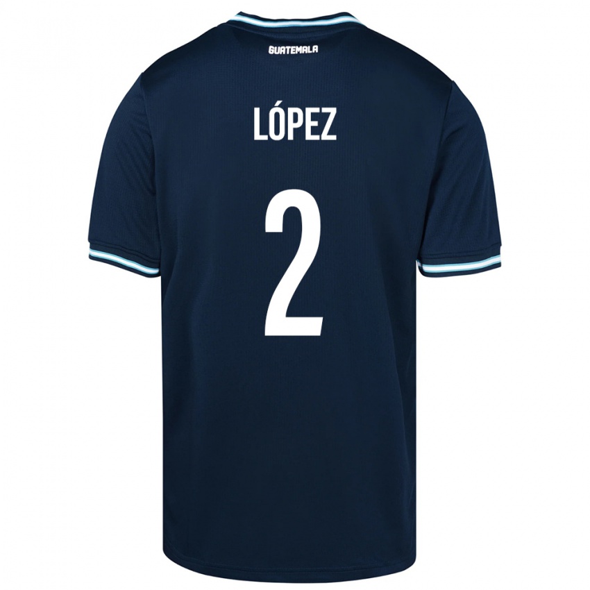 Męski Gwatemala Francisco López #2 Niebieski Wyjazdowa Koszulka 24-26 Koszulki Klubowe