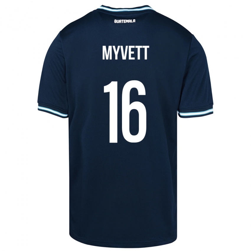 Męski Gwatemala Jemery Myvett #16 Niebieski Wyjazdowa Koszulka 24-26 Koszulki Klubowe