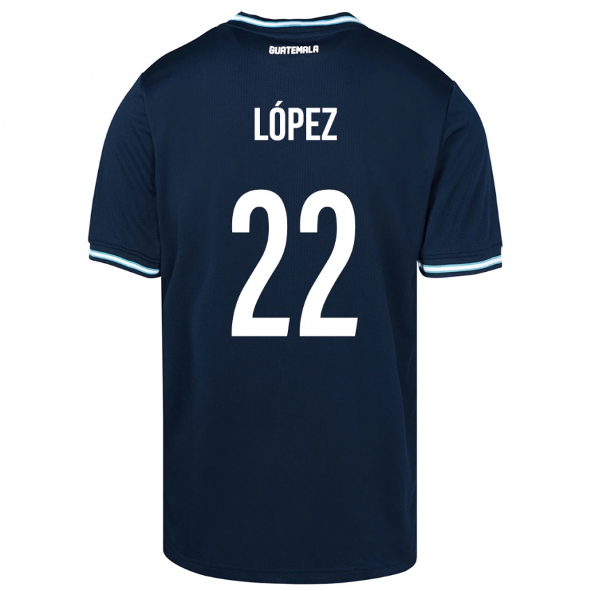 Męski Gwatemala Whitney López #22 Niebieski Wyjazdowa Koszulka 24-26 Koszulki Klubowe