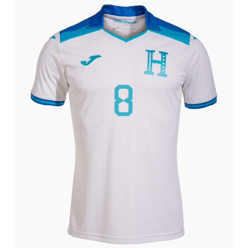Kobiety Honduras Daylor Cacho #8 Biały Domowa Koszulka 24-26 Koszulki Klubowe