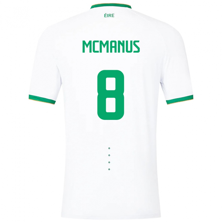 Kobiety Irlandia James Mcmanus #8 Biały Wyjazdowa Koszulka 24-26 Koszulki Klubowe