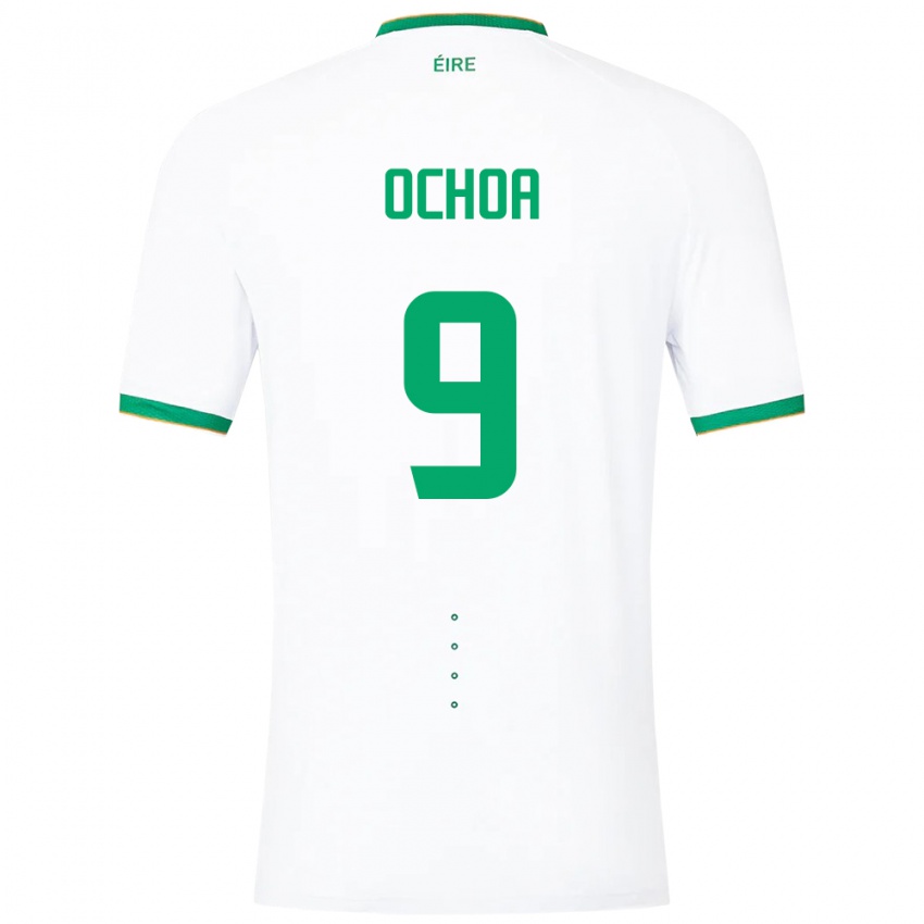 Kobiety Irlandia Aarón Ochoa #9 Biały Wyjazdowa Koszulka 24-26 Koszulki Klubowe