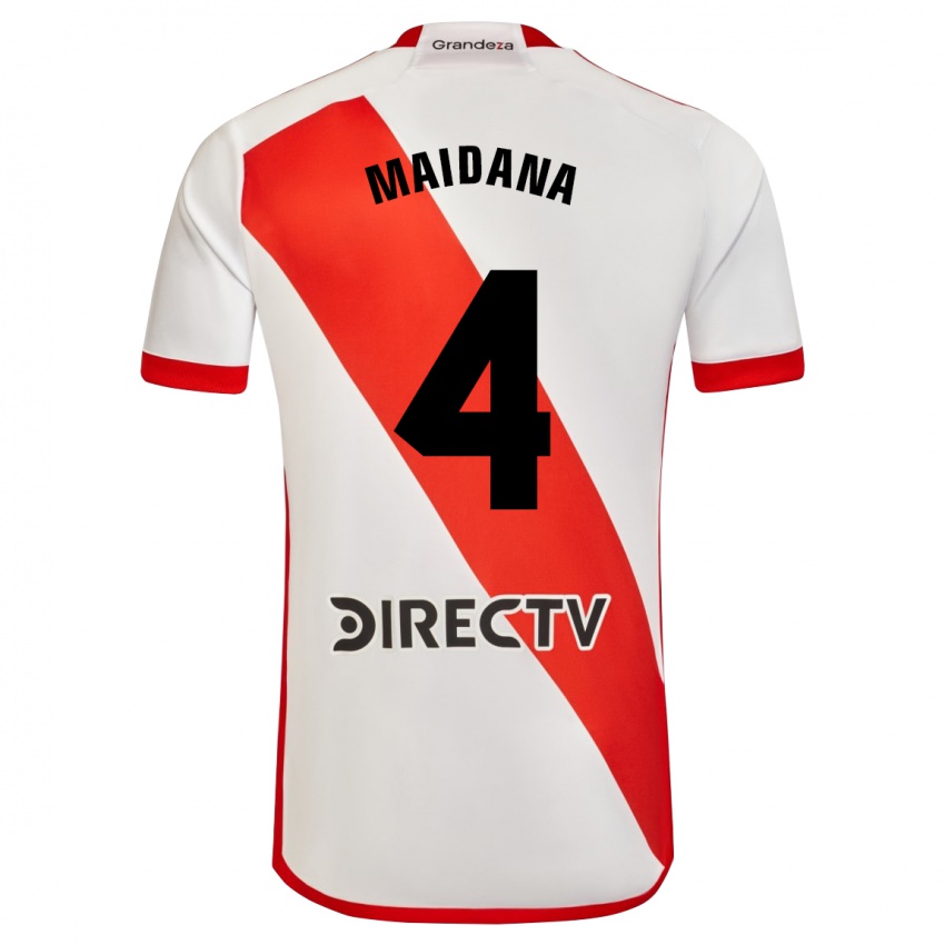 Dzieci Jonatan Maidana #4 Biało - Czerwony Domowa Koszulka 2023/24 Koszulki Klubowe