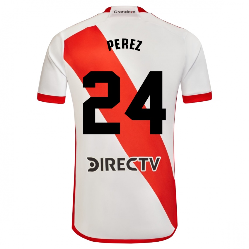 Dzieci Enzo Perez #24 Biało - Czerwony Domowa Koszulka 2023/24 Koszulki Klubowe