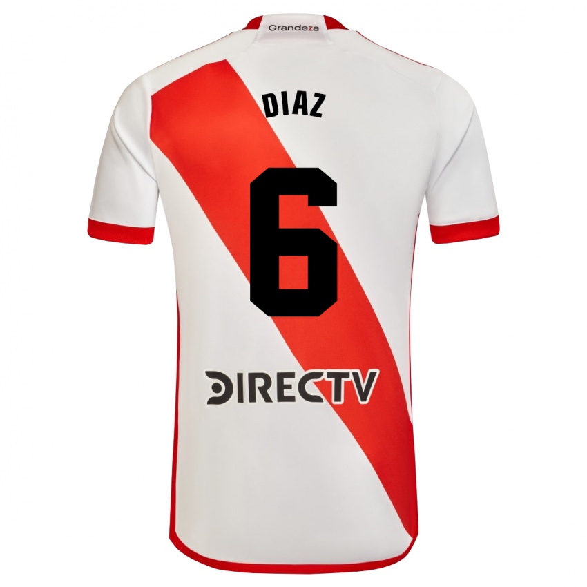 Dzieci Milagros Díaz #6 Biało - Czerwony Domowa Koszulka 2023/24 Koszulki Klubowe