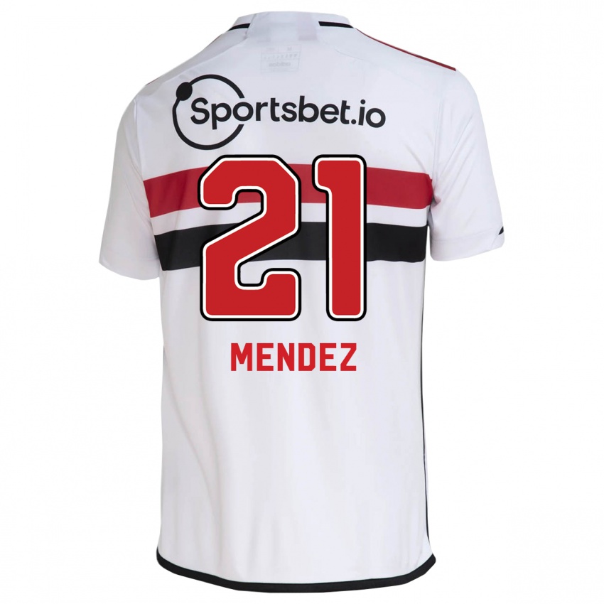 Dzieci Jhegson Méndez #21 Biały Domowa Koszulka 2023/24 Koszulki Klubowe