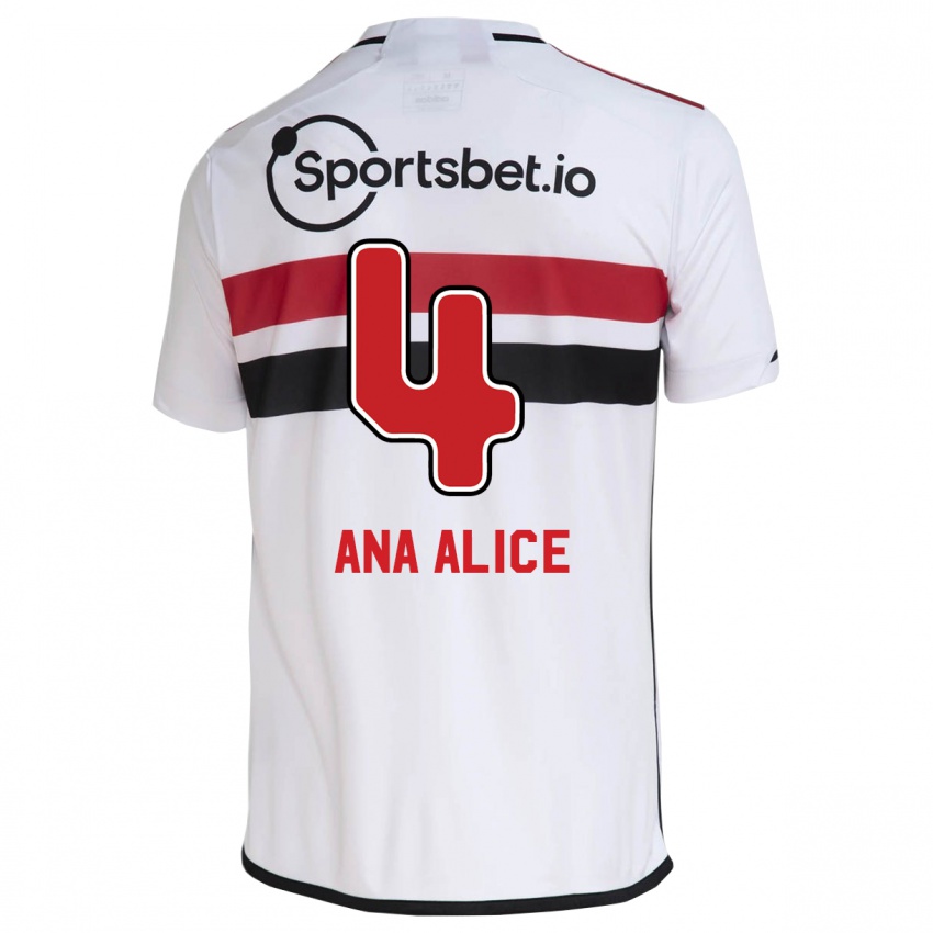 Dzieci Ana Alice Luciano Da Silva #4 Biały Domowa Koszulka 2023/24 Koszulki Klubowe