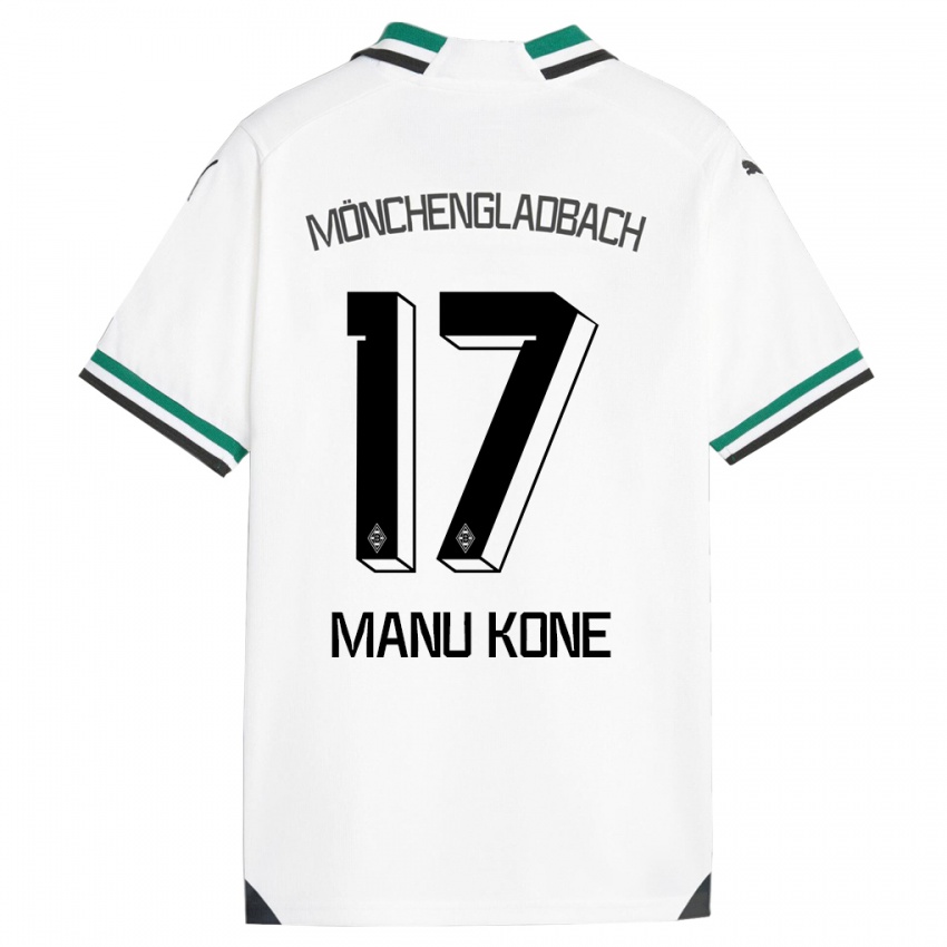 Dzieci Manu Koné #17 Biały Zielony Domowa Koszulka 2023/24 Koszulki Klubowe
