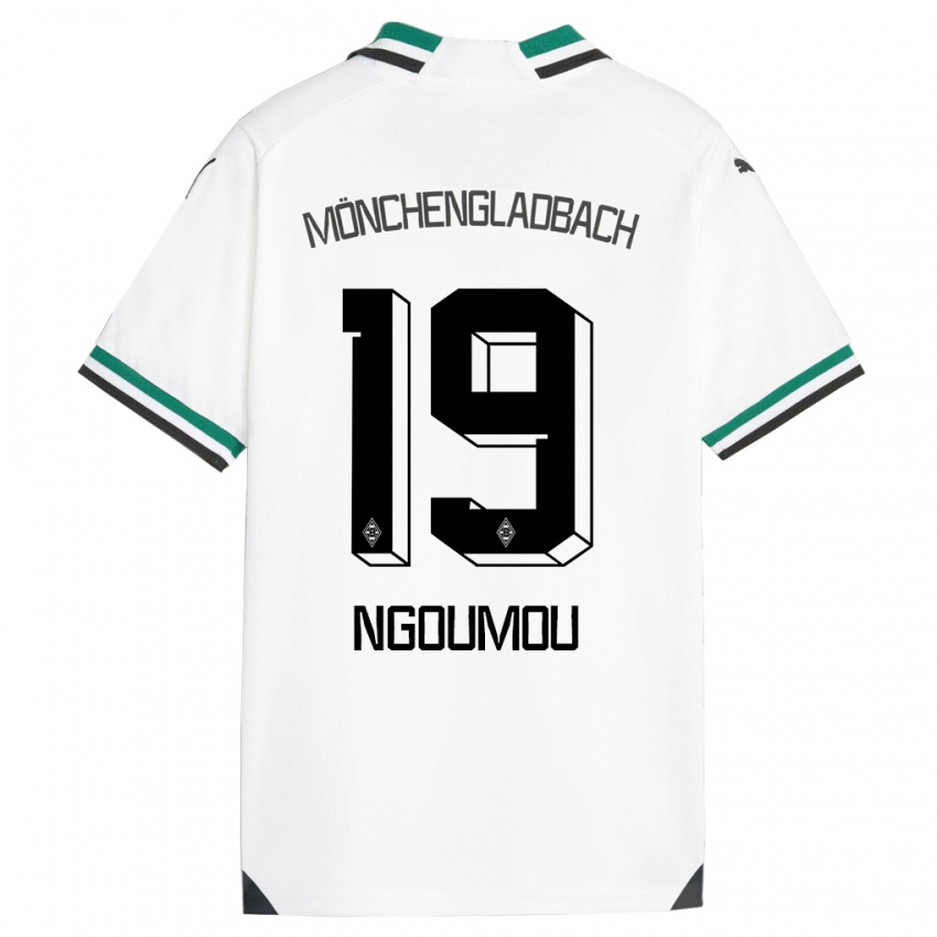 Dzieci Nathan Ngoumou #19 Biały Zielony Domowa Koszulka 2023/24 Koszulki Klubowe