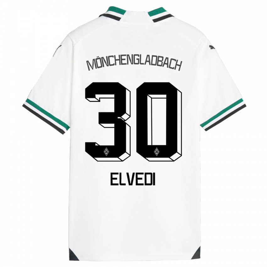 Dzieci Nico Elvedi #30 Biały Zielony Domowa Koszulka 2023/24 Koszulki Klubowe