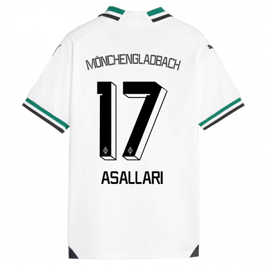 Dzieci Kushtrim Asallari #17 Biały Zielony Domowa Koszulka 2023/24 Koszulki Klubowe