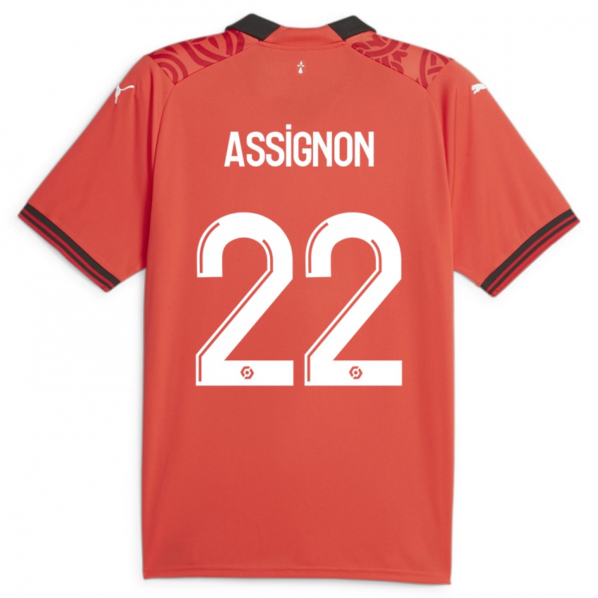 Dzieci Lorenz Assignon #22 Czerwony Domowa Koszulka 2023/24 Koszulki Klubowe