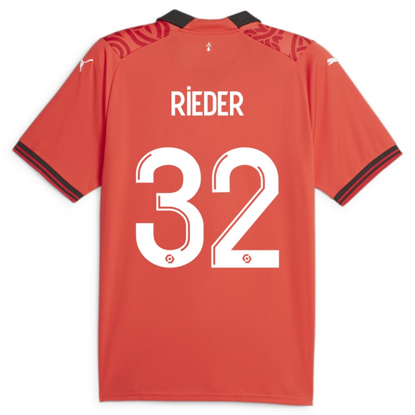 Dzieci Fabian Rieder #32 Czerwony Domowa Koszulka 2023/24 Koszulki Klubowe