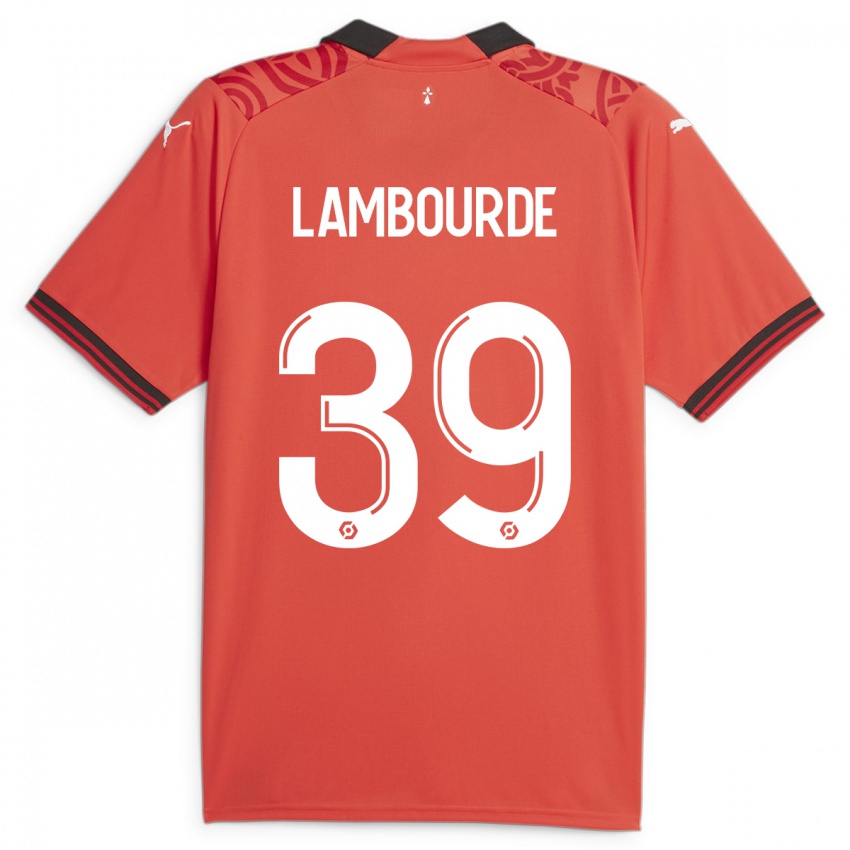 Dzieci Mathis Lambourde #39 Czerwony Domowa Koszulka 2023/24 Koszulki Klubowe