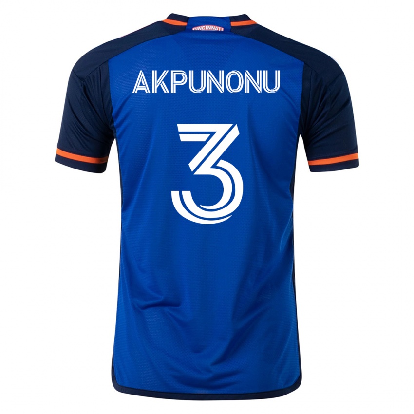 Dzieci Joey Akpunonu #3 Niebieski Domowa Koszulka 2023/24 Koszulki Klubowe