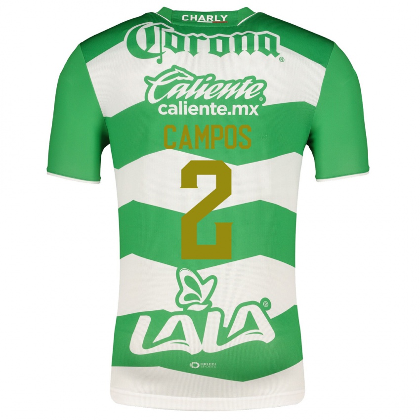 Dzieci Omar Campos #2 Zielony Domowa Koszulka 2023/24 Koszulki Klubowe
