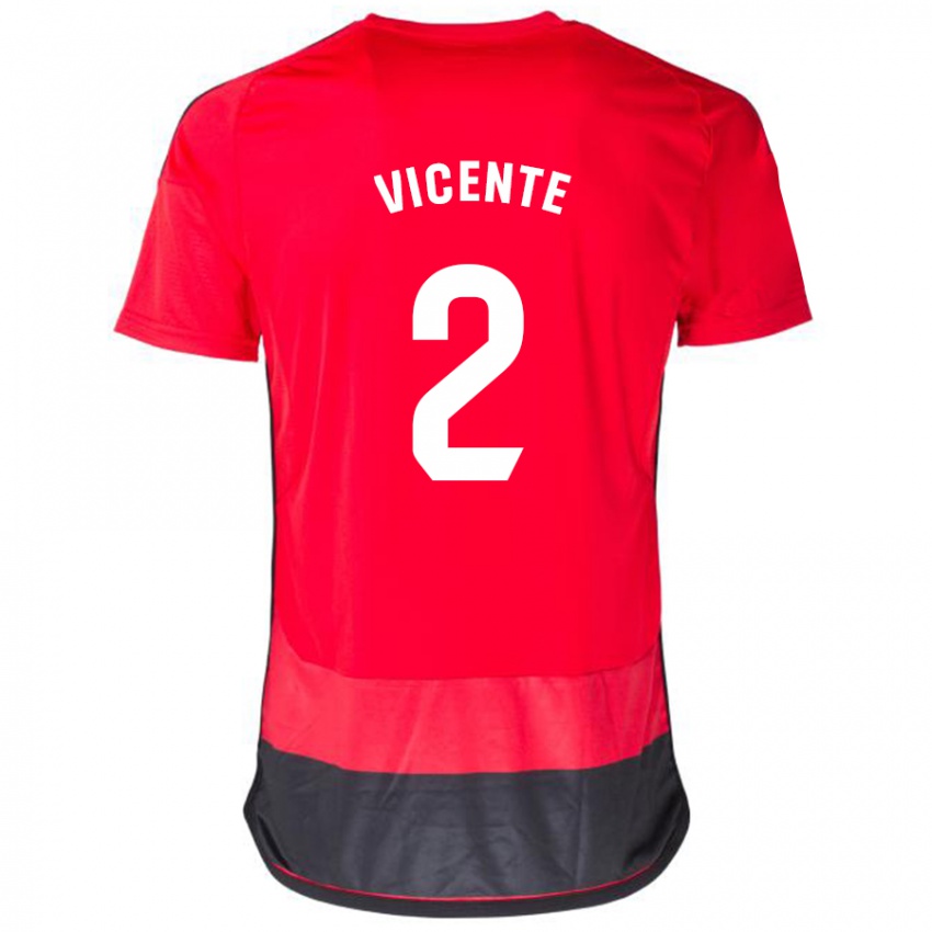 Dzieci David Vicente #2 Czerwony Czarny Domowa Koszulka 2023/24 Koszulki Klubowe