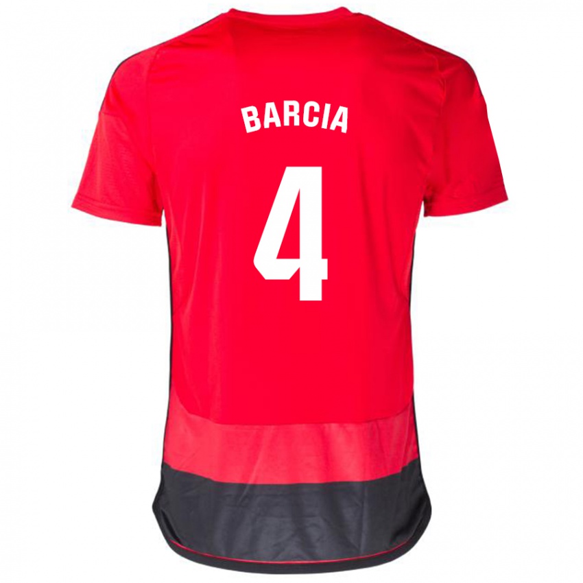 Dzieci Sergio Barcia #4 Czerwony Czarny Domowa Koszulka 2023/24 Koszulki Klubowe