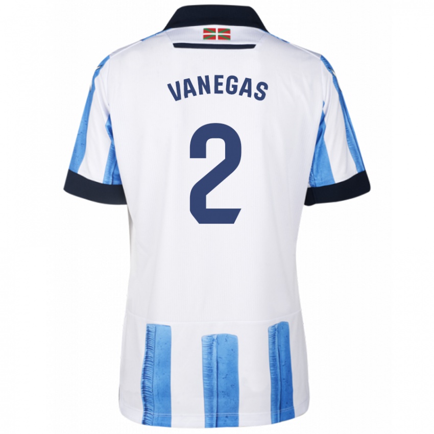 Dzieci Manuela Vanegas Cataño #2 Niebiesko Biały Domowa Koszulka 2023/24 Koszulki Klubowe