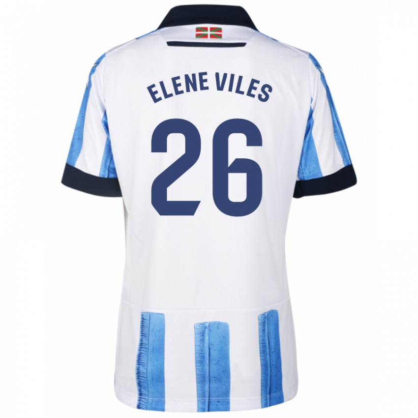 Dzieci Elene Viles Odriozola #26 Niebiesko Biały Domowa Koszulka 2023/24 Koszulki Klubowe