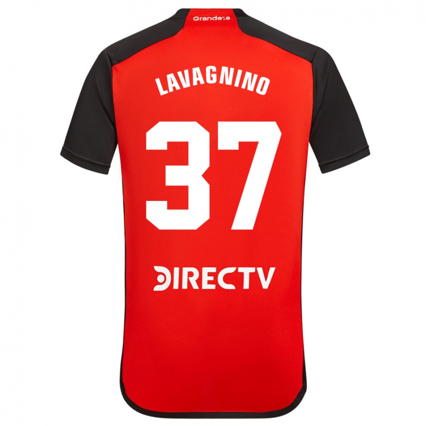 Dzieci Lucas Lavagnino #37 Czerwony Wyjazdowa Koszulka 2023/24 Koszulki Klubowe