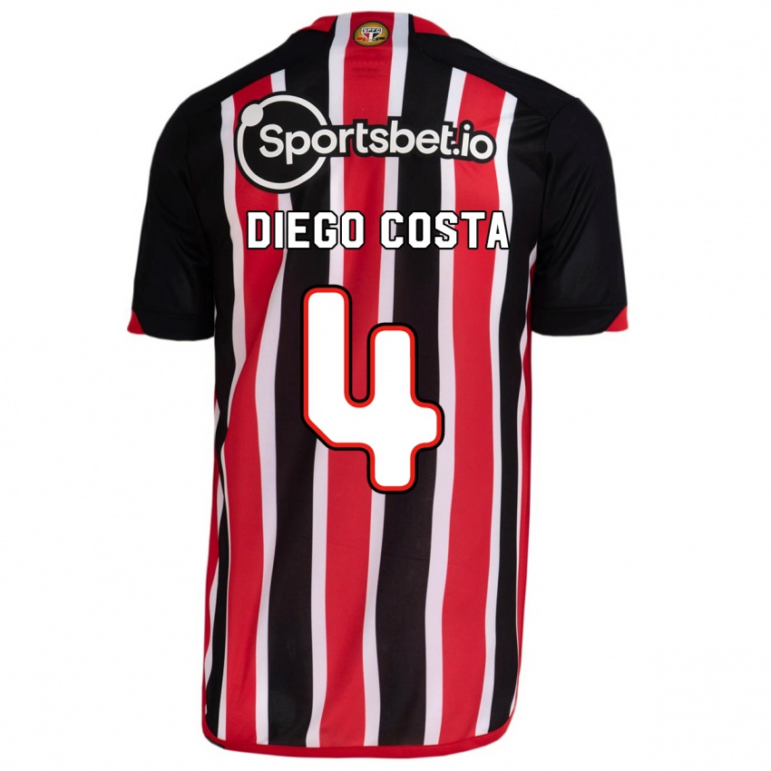 Dzieci Diego Costa #4 Niebieski Czerwony Wyjazdowa Koszulka 2023/24 Koszulki Klubowe
