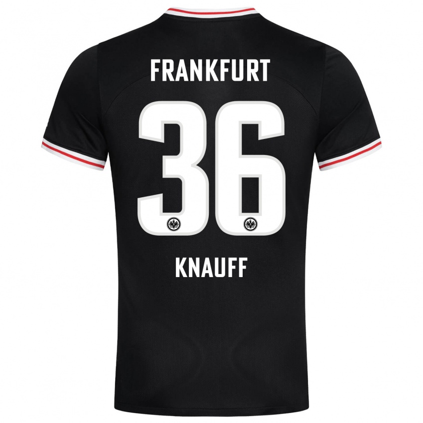 Dzieci Ansgar Knauff #36 Czarny Wyjazdowa Koszulka 2023/24 Koszulki Klubowe