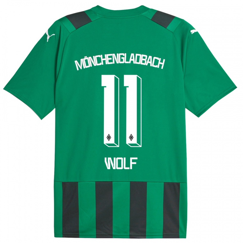 Dzieci Hannes Wolf #11 Czarny Zielony Wyjazdowa Koszulka 2023/24 Koszulki Klubowe
