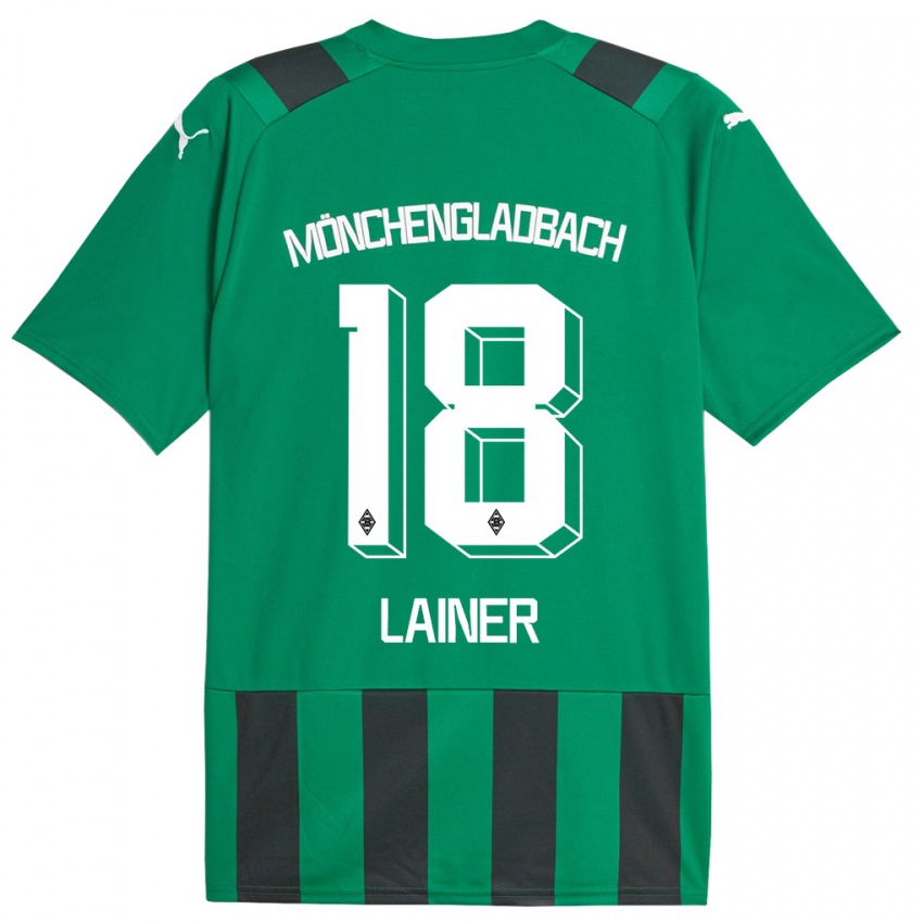 Dzieci Stefan Lainer #18 Czarny Zielony Wyjazdowa Koszulka 2023/24 Koszulki Klubowe