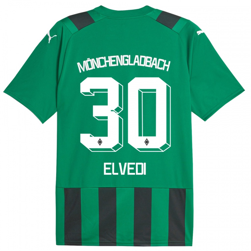 Dzieci Nico Elvedi #30 Czarny Zielony Wyjazdowa Koszulka 2023/24 Koszulki Klubowe