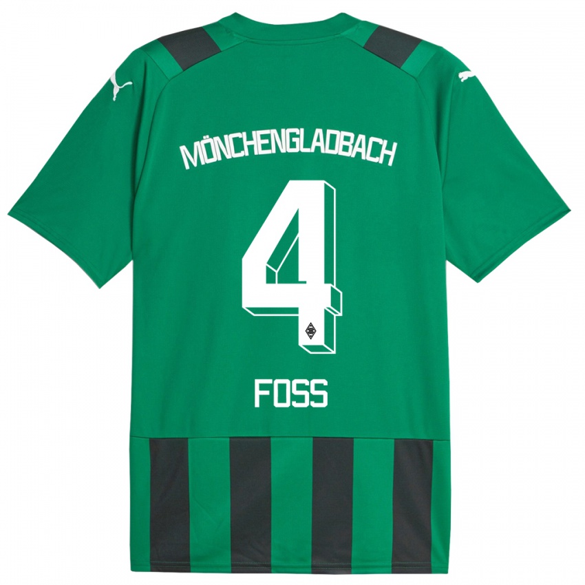Dzieci Jonathan Foss #4 Czarny Zielony Wyjazdowa Koszulka 2023/24 Koszulki Klubowe