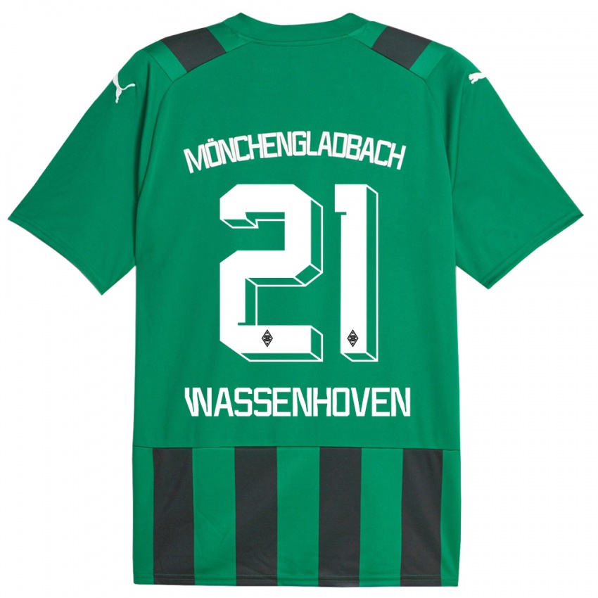 Dzieci Michelle Wassenhoven #21 Czarny Zielony Wyjazdowa Koszulka 2023/24 Koszulki Klubowe