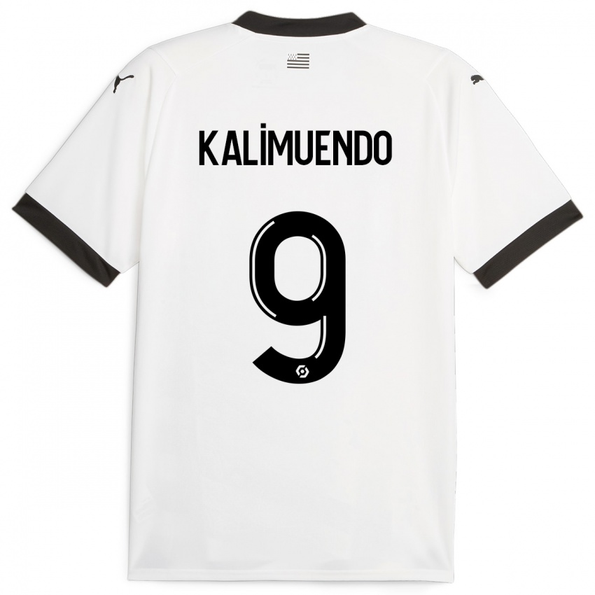 Dzieci Arnaud Kalimuendo #9 Biały Wyjazdowa Koszulka 2023/24 Koszulki Klubowe