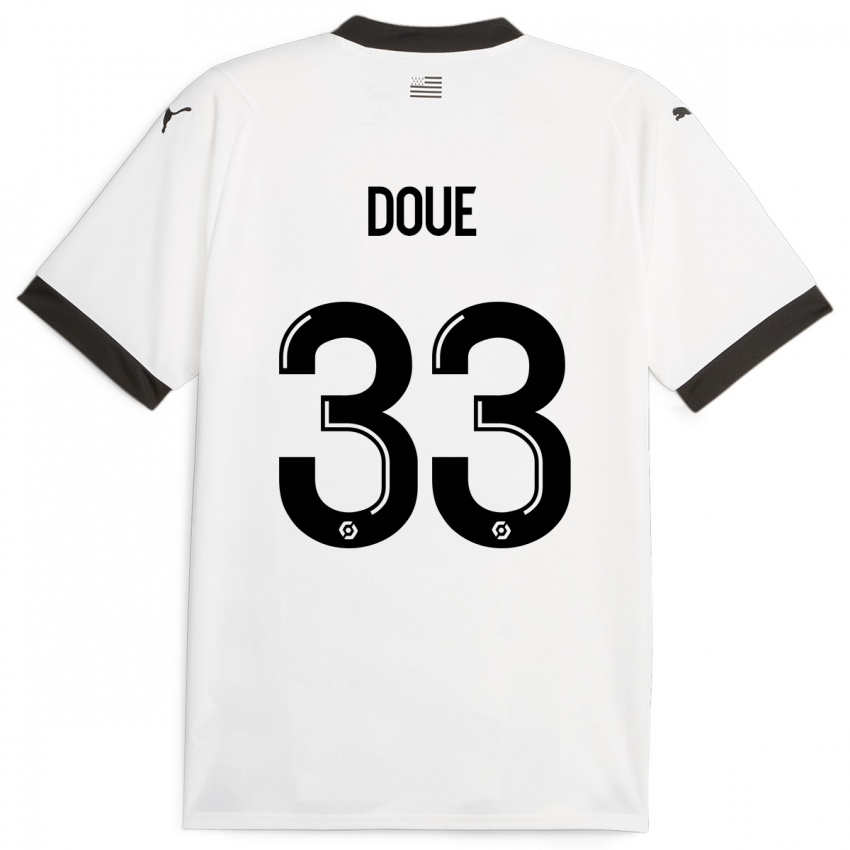 Dzieci Désiré Doué #33 Biały Wyjazdowa Koszulka 2023/24 Koszulki Klubowe