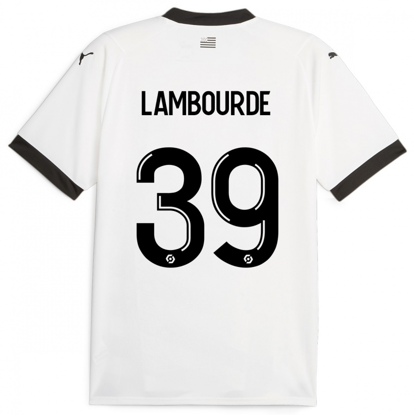 Dzieci Mathis Lambourde #39 Biały Wyjazdowa Koszulka 2023/24 Koszulki Klubowe