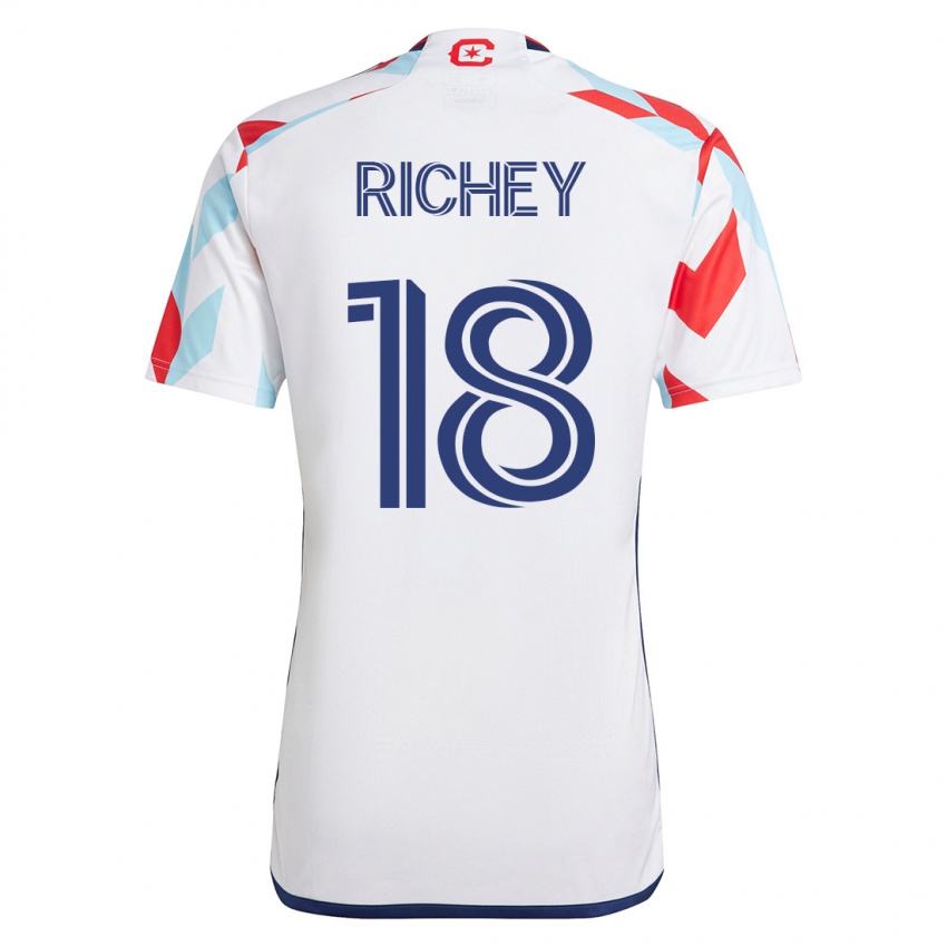Dzieci Spencer Richey #18 Biało Niebieski Wyjazdowa Koszulka 2023/24 Koszulki Klubowe