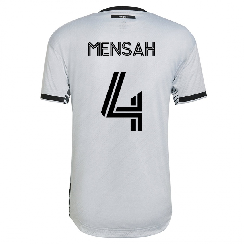 Dzieci Jonathan Mensah #4 Biały Wyjazdowa Koszulka 2023/24 Koszulki Klubowe