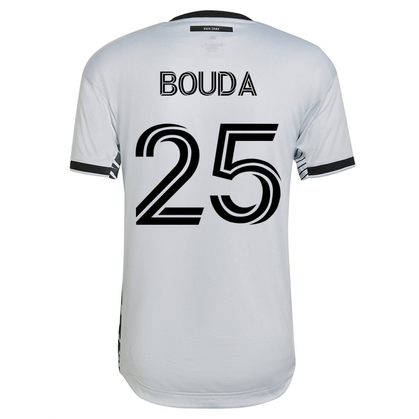 Dzieci Ousseni Bouda #25 Biały Wyjazdowa Koszulka 2023/24 Koszulki Klubowe