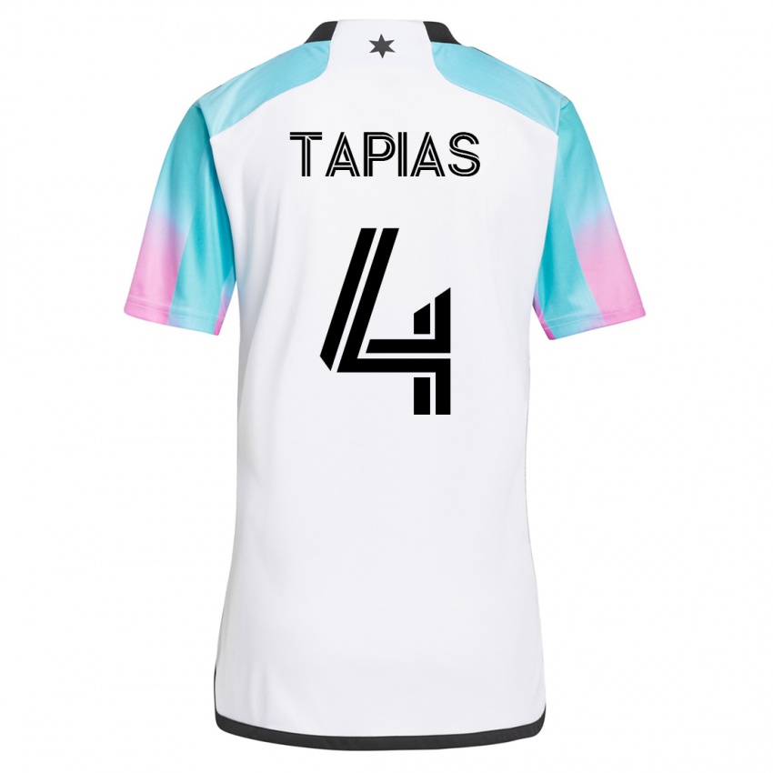 Dzieci Miguel Tapias #4 Biały Wyjazdowa Koszulka 2023/24 Koszulki Klubowe