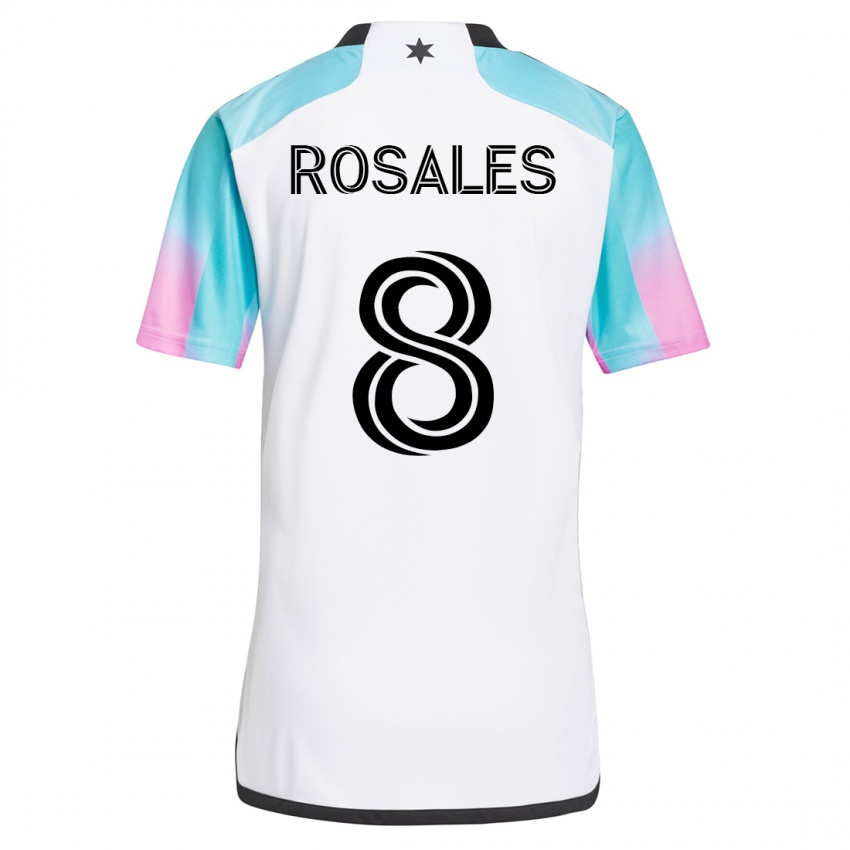 Dzieci Joseph Rosales #8 Biały Wyjazdowa Koszulka 2023/24 Koszulki Klubowe